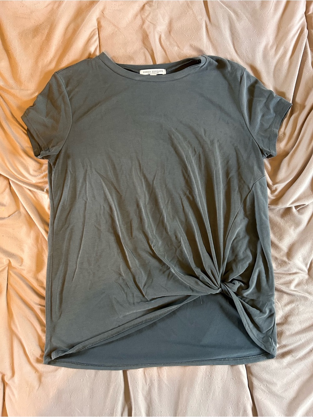 Grey Twist-Front Short Sleeve Tee
